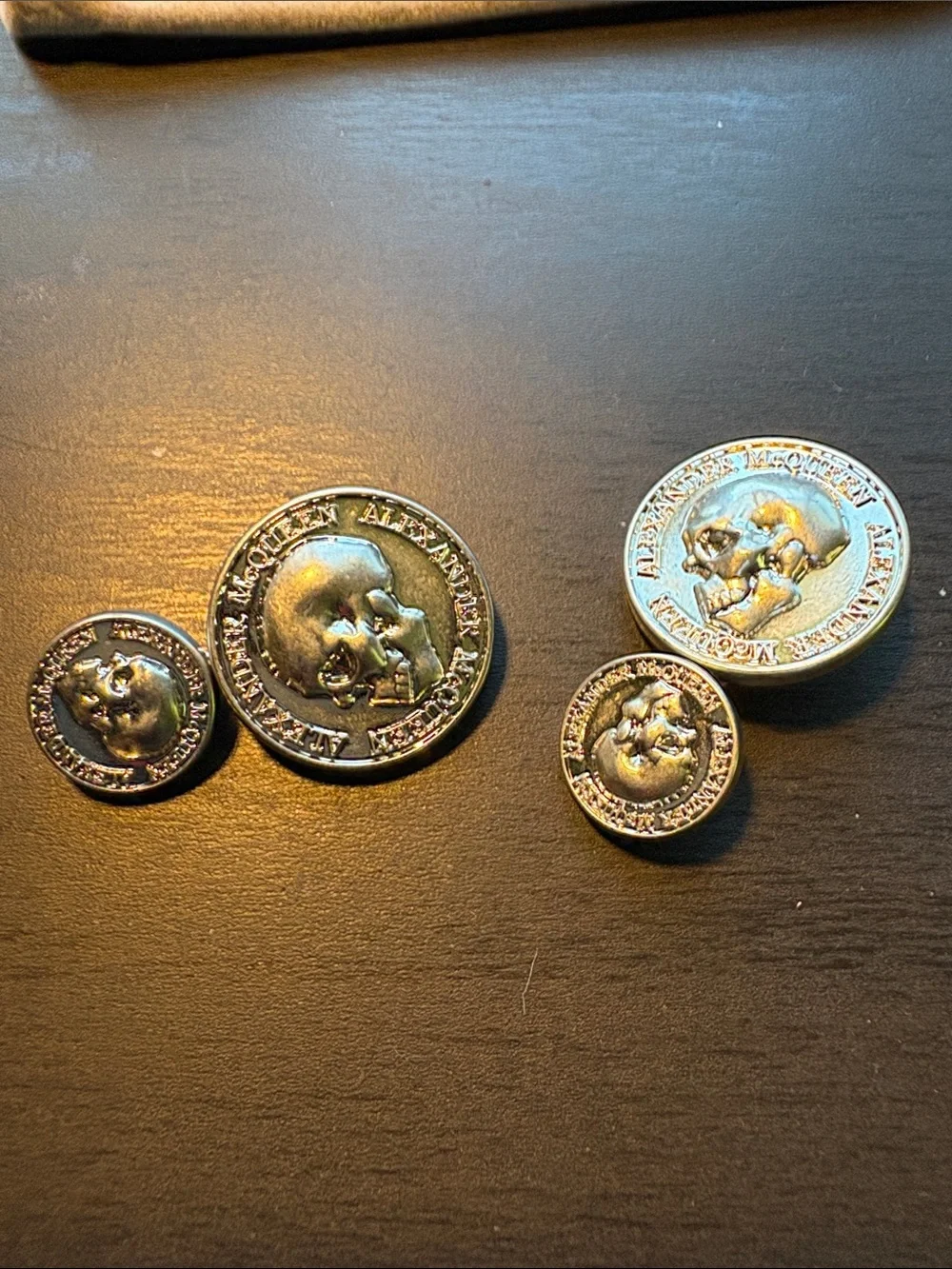 Alexander McQueen Silver Tone Skull Coin Cufflinks